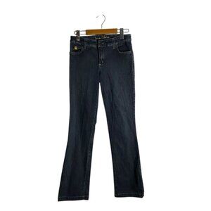 Second Vintage Women's Retro Dark Wash Flare Denim Jean